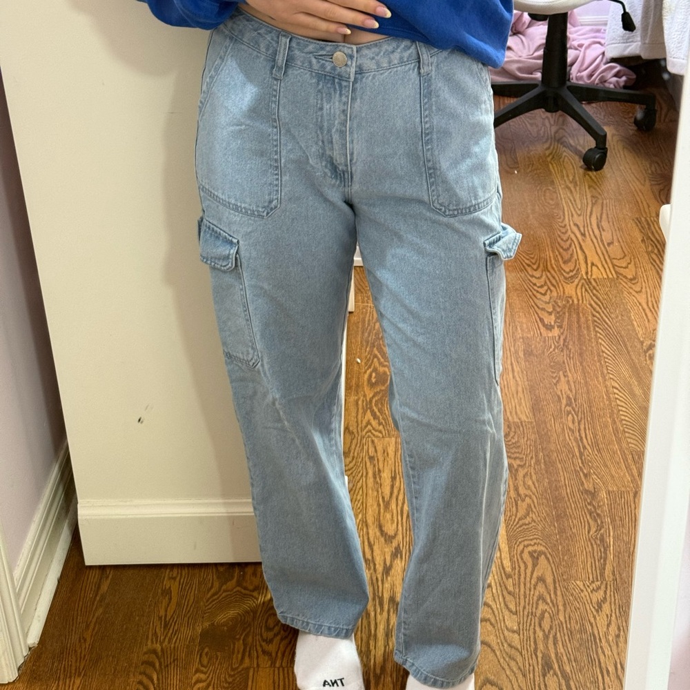 Light Blue Women's Cargo Jeans